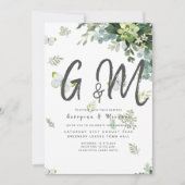 Chic Eukalyptus Greenerity Blätter Emerald Wedding Einladung (Vorderseite)