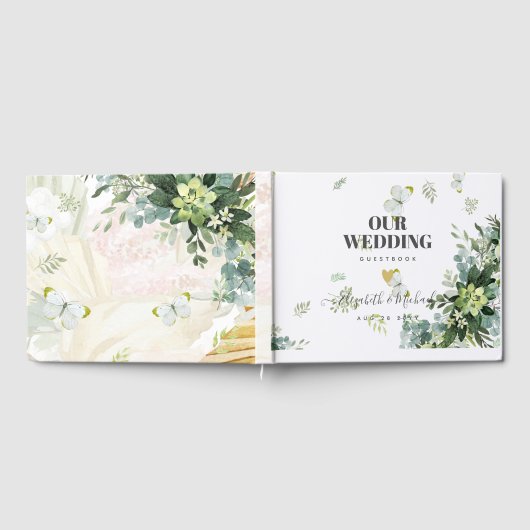 Chic Eukalyptus Greenerity Blätter Emerald Wedding Gästebuch (Voll)