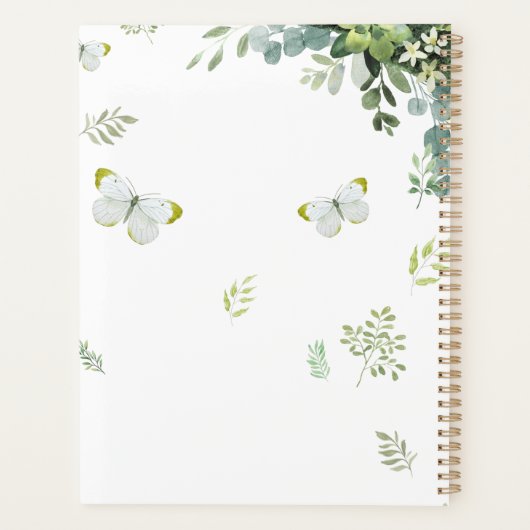 Chic Eukalyptus Greenerity Blätter Emerald Wedding Planer (Rückseite)