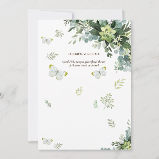 Chic Eukalyptus Greenerity Blätter Emerald Wedding Save The Date (Rückseite)