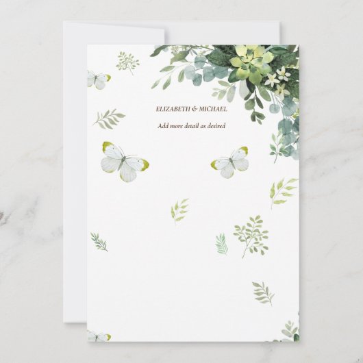 Chic Eukalyptus Greenerity Blätter Emerald Wedding Save The Date (Rückseite)