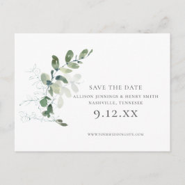 Chic Eukalyptus Greenerity Wedding Save the Date Ankündigungspostkarte