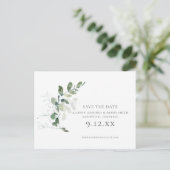 Chic Eukalyptus Greenerity Wedding Save the Date Ankündigungspostkarte (Stehend Vorderseite)