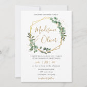 Chic Eukalyptus Greenery Gold Geometric Wedding Einladung (Vorderseite)