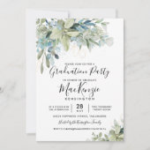 Chic Eukalyptus Greenery Graduation Party Einladung (Vorderseite)