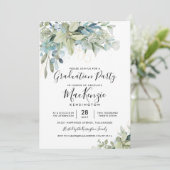 Chic Eukalyptus Greenery Graduation Party Einladung (Stehend Vorderseite)