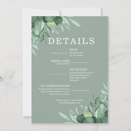 Chic Eukalyptus Greenery Wedding (Rückseite)