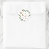 Chic Eukalyptus Greenery Wedding Initials Bevorzug Runder Aufkleber (Tasche)
