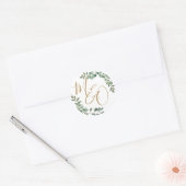Chic Eukalyptus Greenery Wedding Initials Bevorzug Runder Aufkleber (Umschlag)