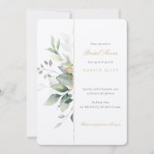 Chic Eukalyptus und Gold Bridal Dusche Einladung (Vorderseite)