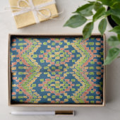 Chic Exotic Ethnic Ikat-Muster auf blau Seidenpapier (Geschenk)