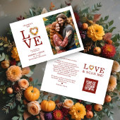 Chic Exquisite Love Quote Fall Floral Heart-Shape Save The Date