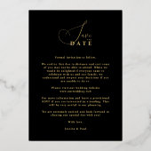 Chic Exquisite Script Photo Christmas Golden Folieneinladung (Rückseite)