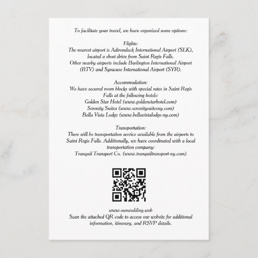 Chic Extra Minimalist Black & White Photo Wedding Begleitkarte (Rückseite)