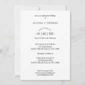 Chic Extra Minimalist Black & White Photo Wedding Einladung (Rückseite)