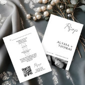 Chic Extra Minimalist Black & White Photo Wedding RSVP Karte