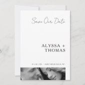 Chic Extra Minimalist Black & White Photo Wedding Save The Date (Vorderseite)