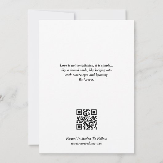 Chic Extra Minimalist Black & White Photo Wedding Save The Date (Rückseite)