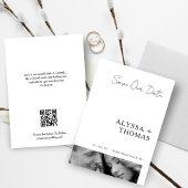 Chic Extra Minimalist Black & White Photo Wedding Save The Date