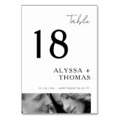 Chic Extra Minimalist Black & White Photo Wedding Tischnummer (Vorderseite)