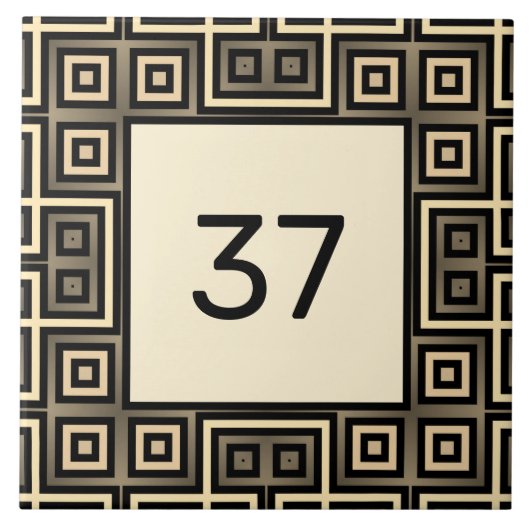 Chic Extravagant Deko Ivory & Gray House Number Pl Fliese (Vorderseite)