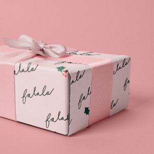 Chic Fa La Hand Lettering Pink Festivals Holly Geschenkpapier