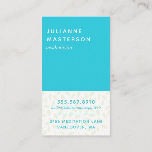 Chic Facial Wellness-Center Lady Business Card Visitenkarte (Rückseite)