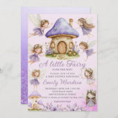 Chic Fairy Lila niedliche Blumengartendusche Einladung (Vorne/Hinten)