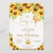 Chic Fairy Sunflower Bloral Baby Shower Girl Einladung (Vorne/Hinten)