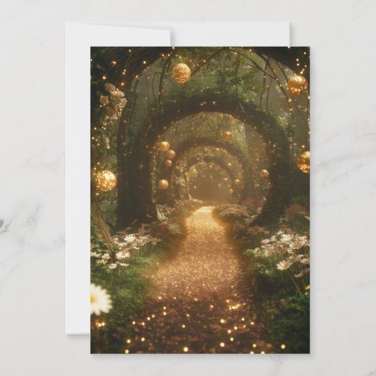 Chic Fairy Tale Bezaubernde Forest Baby Dusche Einladung (Rückseite)