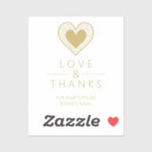 Chic Fake Gold Black Heart Lace Effect Love Thanks Aufkleber (Blatt)