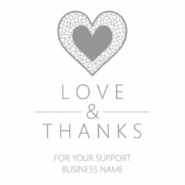 Chic Fake Grey Heart Lace Effect Thanks Supporting Aufkleber