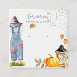 Chic Fall Autumn Pumpkin Scarecrow Earring Display Quadratische Visitenkarte