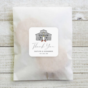 Chic Fall Barn Danke Hochzeit Quadratischer Aufkleber