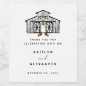 Chic Fall Barn mit Pumpkins Hochzeit Weinetikett (Einzelnes Label)