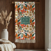 Chic Fall Floral Sage Olive Rusty Terracotta Cozy  Fleecedecke