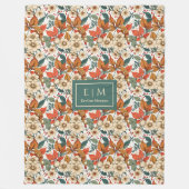 Chic Fall Floral Sage Olive Rusty Terracotta Cozy Fleecedecke (Vorderseite)