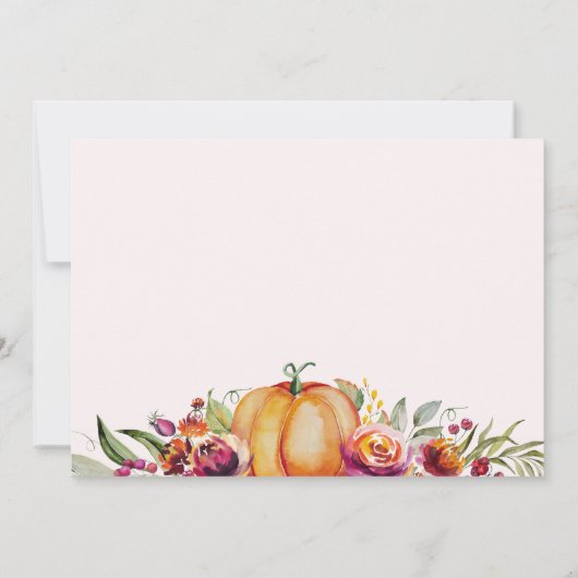 Chic Fall Little Pumpkin Rose Gold Baby Dusche Einladung (Rückseite)