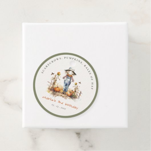 Chic Fall Pumpkin Scarecrow Harvest Kindergeburtst Geschenkanhänger (Beispiel)