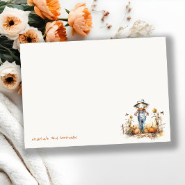 Chic Fall Pumpkin Scarecrow Harvest Kindergeburtst Mitteilungskarte