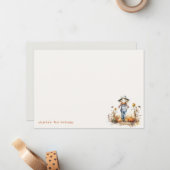 Chic Fall Pumpkin Scarecrow Harvest Kindergeburtst Mitteilungskarte (Vorderseite/Rückseite Beispiel)