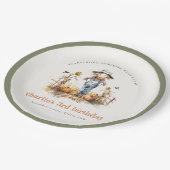 Chic Fall Pumpkin Scarecrow Harvest Kindergeburtst Pappteller (Schrägansicht)
