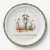 Chic Fall Pumpkin Scarecrow Harvest Kindergeburtst Pappteller (Vorderseite)