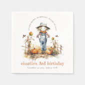 Chic Fall Pumpkin Scarecrow Harvest Kindergeburtst Serviette (Vorderseite)