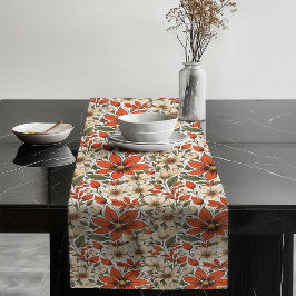 Chic Fall Table Runner mit botanischen Blüten Großer Tischläufer