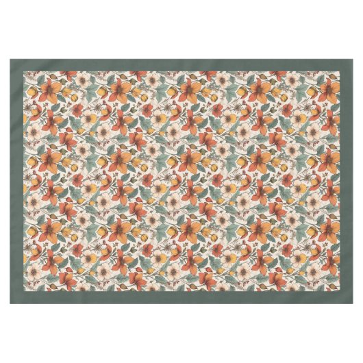 Chic fall terracotta Elfenbein Blume pastellgrün Tischdecke (Vorderseite (Horizontal))