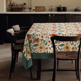 Chic fall terracotta weiße Blume pastellgrün Tischdecke