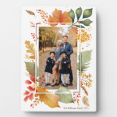 Chic Family Erntedank Fall Leaf Border Foto Fotoplatte (Vorderseite)