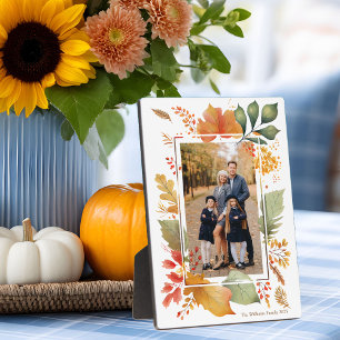 Chic Family Erntedank Fall Leaf Border Foto Fotoplatte