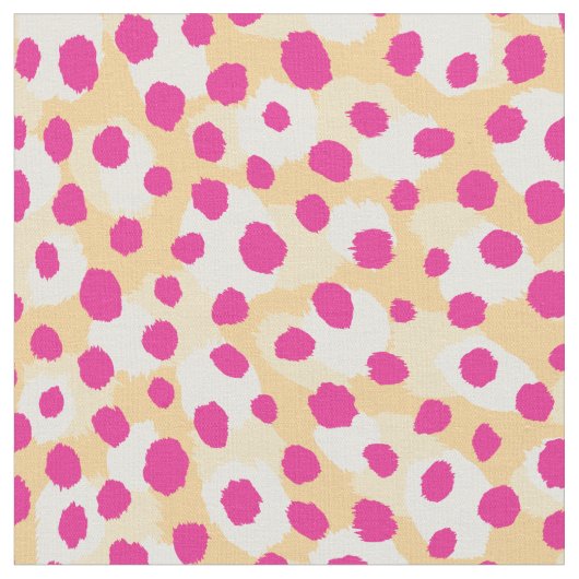 Chic farbenfroh gelb-rosa Geparden Print Polka Pun Stoff (Nahaufnahme)